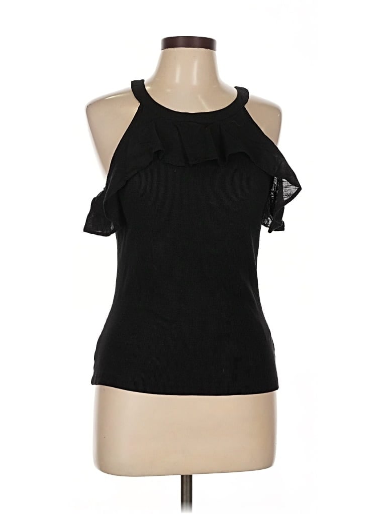 Pre-owned Maeve By Anthropologie Sleeveless Top Black Halter Neckline Tops