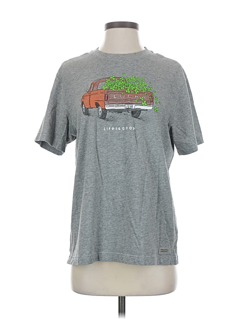 Pre-owned Life Is Good Short Sleeve T-shirt In Gray