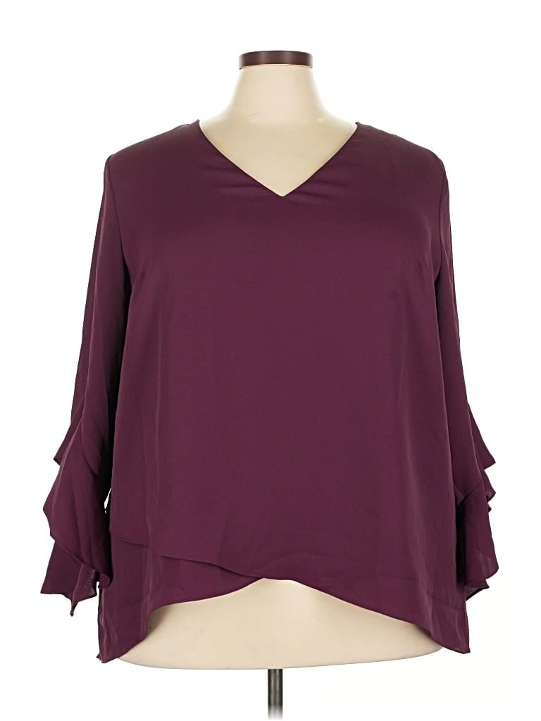 Pre-owned Vince Camuto 3/4 Sleeve Blouse In Burgundy