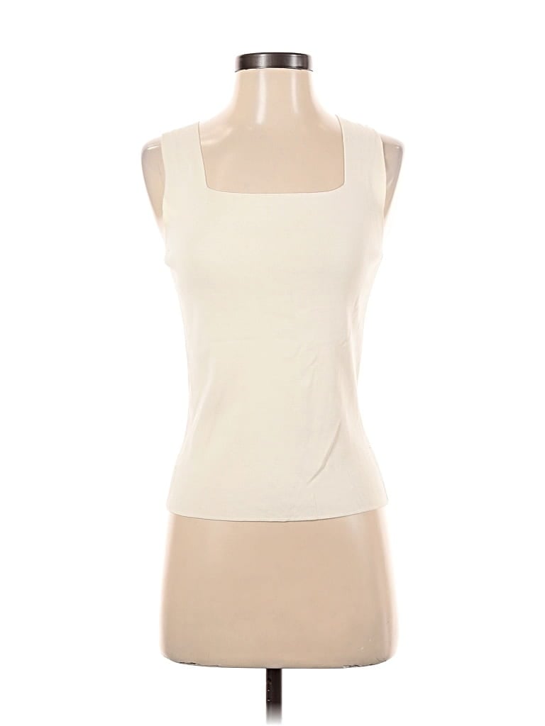 Pre-owned Grace Elements Sleeveless Top Ivory Scoop Neck Tops In White