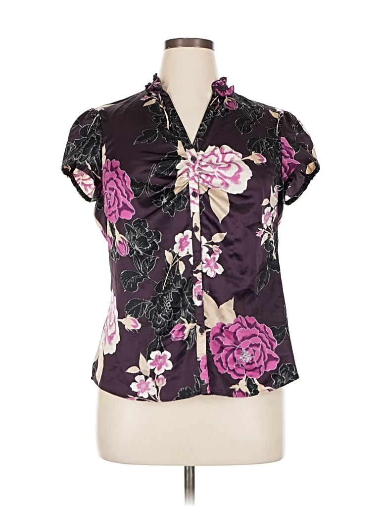 Pre-owned Worthington Short Sleeve Blouse In Purple