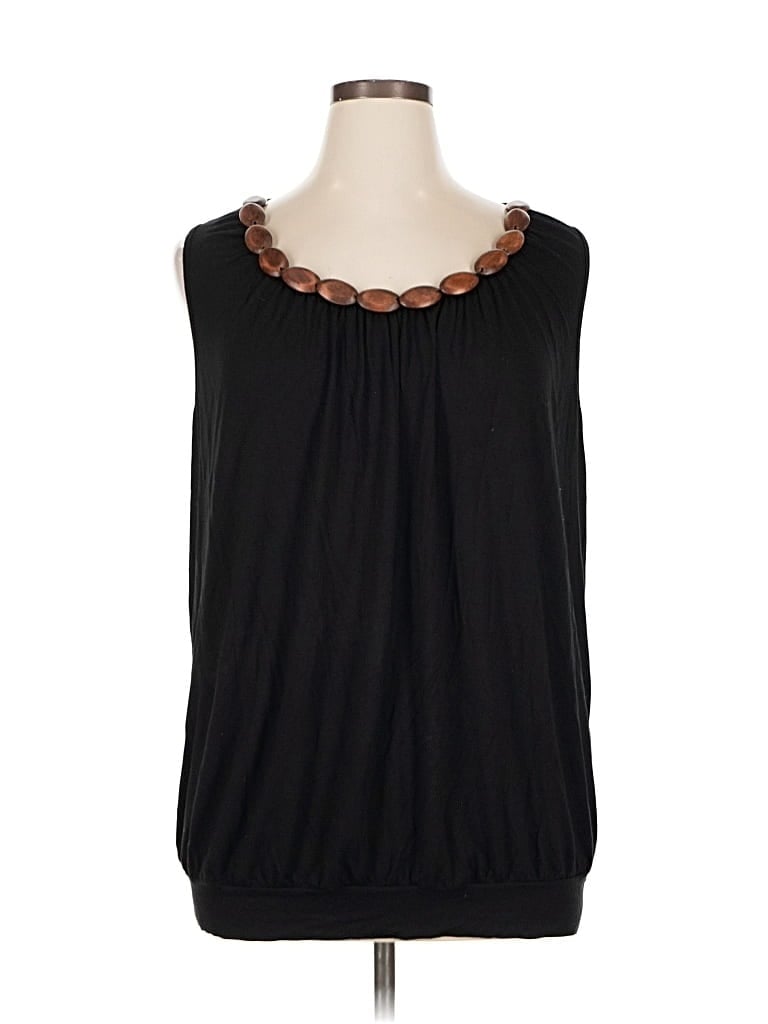 Pre-owned August Silk Sleeveless Blouse In Black