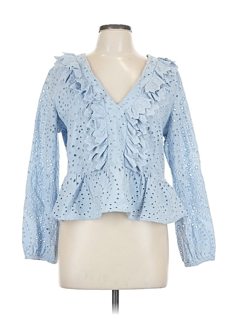 Pre-owned Express Long Sleeve Blouse In Blue