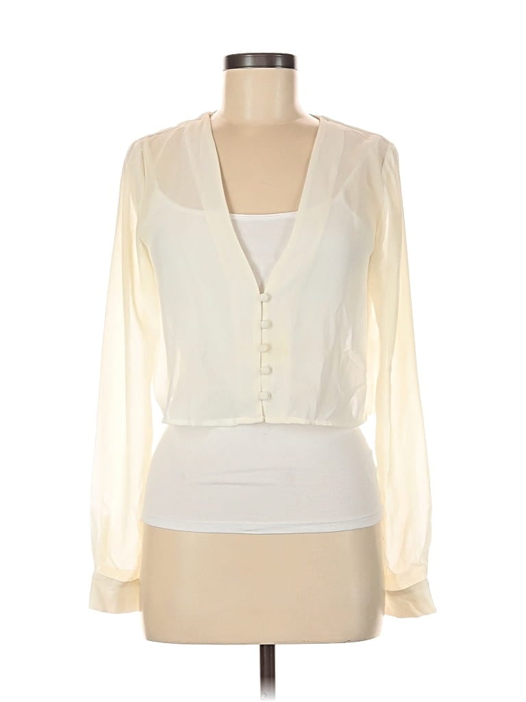 Pre-owned Superdown Long Sleeve Blouse In White
