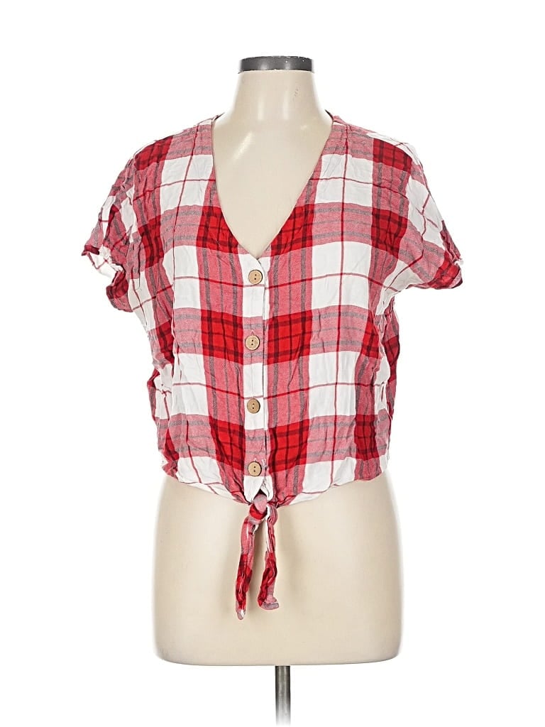 Pre-owned Universal Thread Short Sleeve Blouse In Red