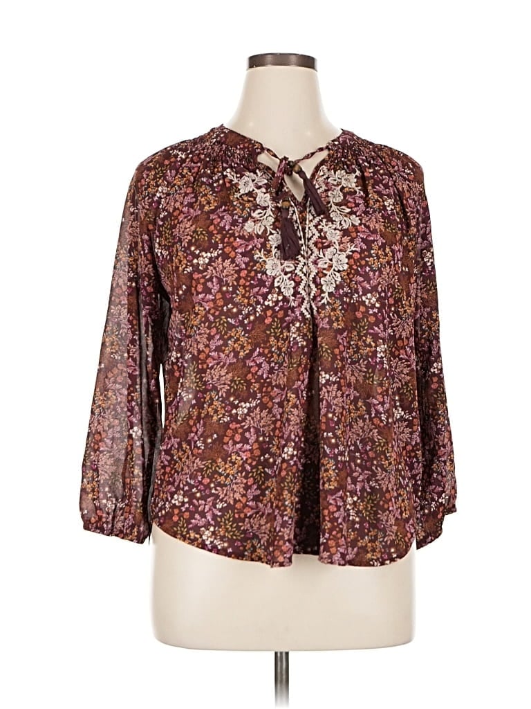 Pre-owned Mason & Belle 3/4 Sleeve Blouse In Brown