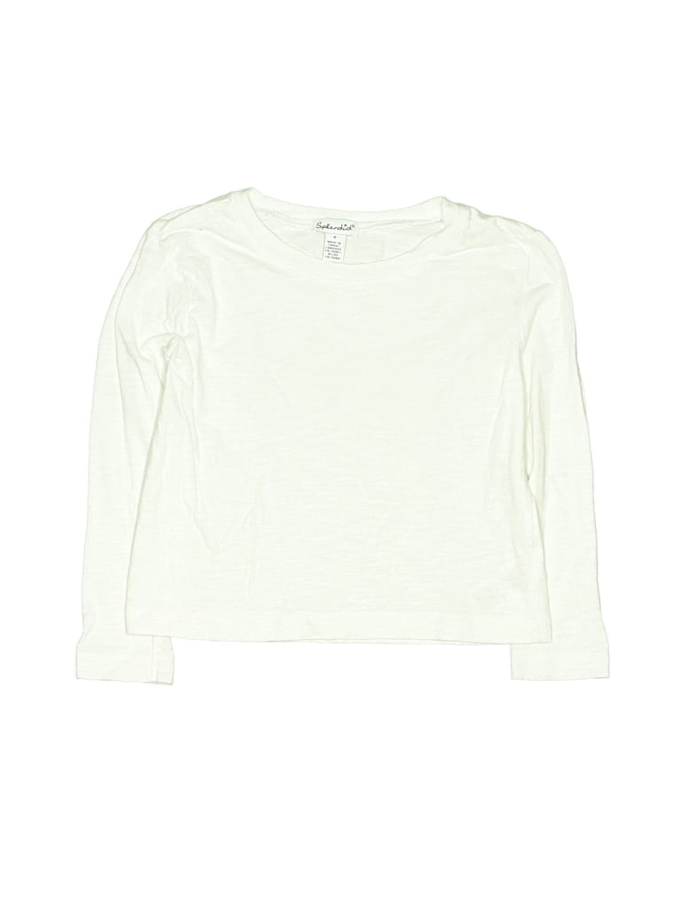 Pre-owned Splendid Kids' Long Sleeve T-shirt In White