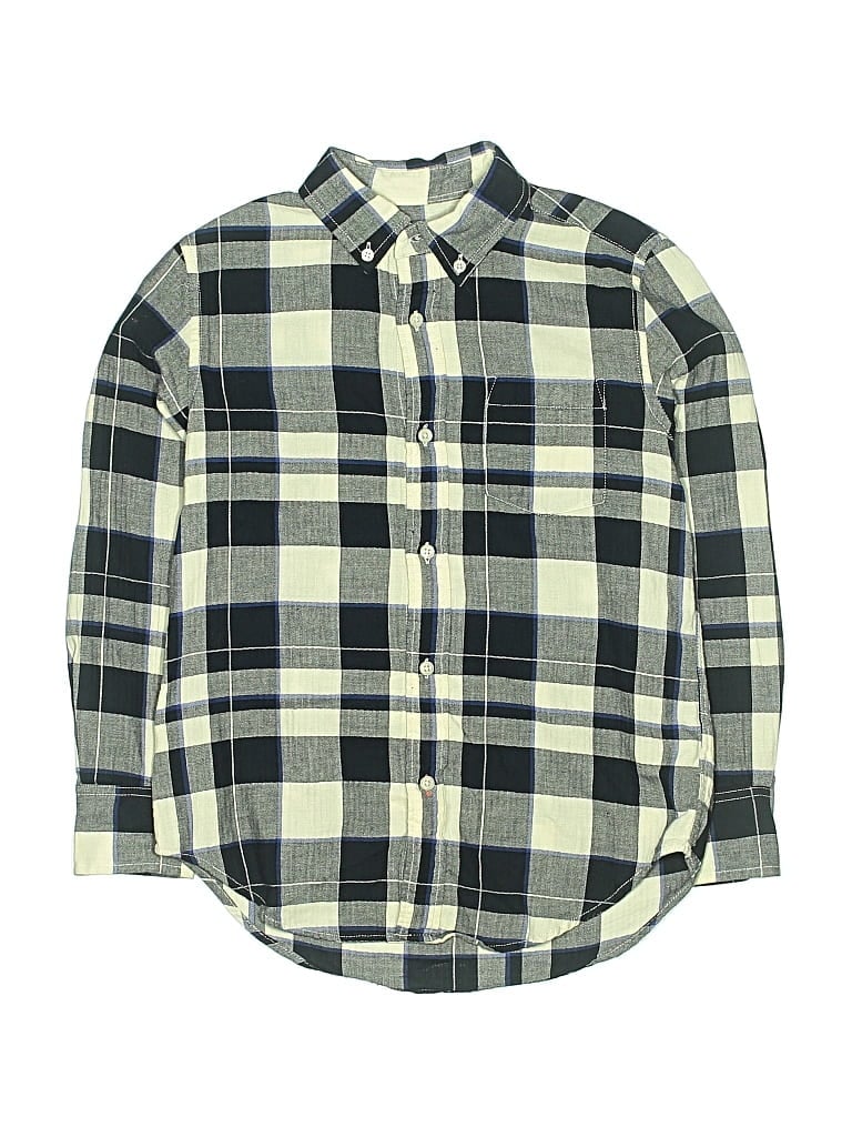 Pre-owned Crewcuts Kids' Long Sleeve Button Down Shirt In Green