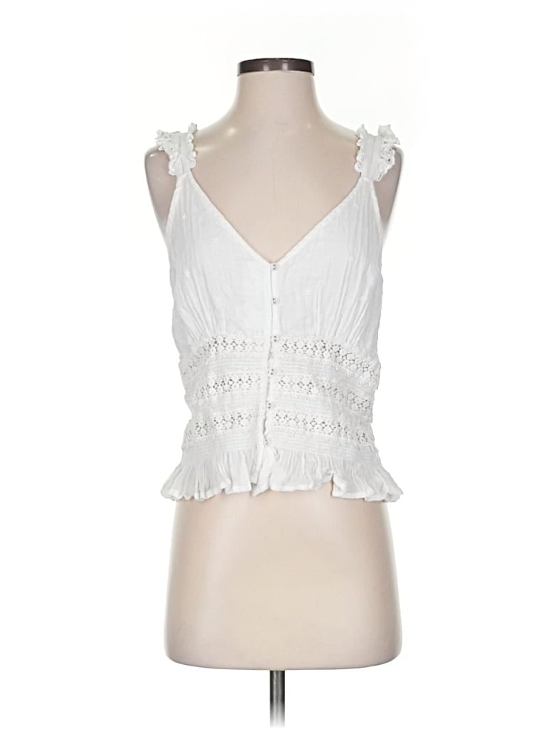 Pre-owned Forever That Girl For Anthropologie Sleeveless Blouse In White