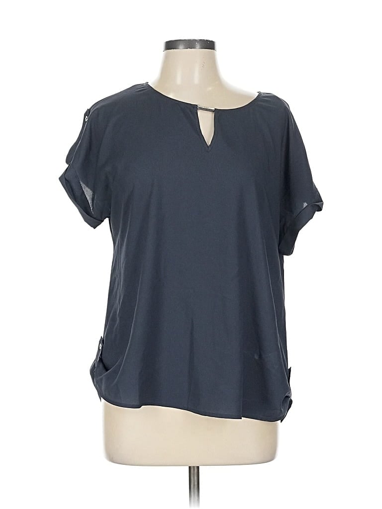 Pre-owned Calvin Klein Short Sleeve Blouse In Gray