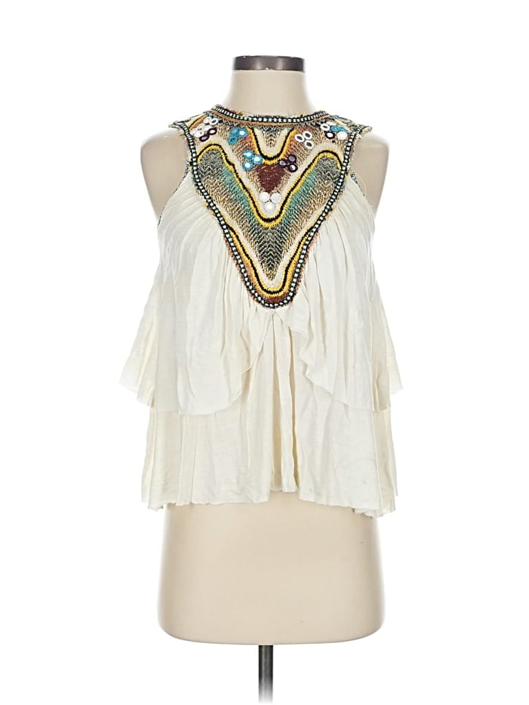 Pre-owned Free People Sleeveless Blouse In White