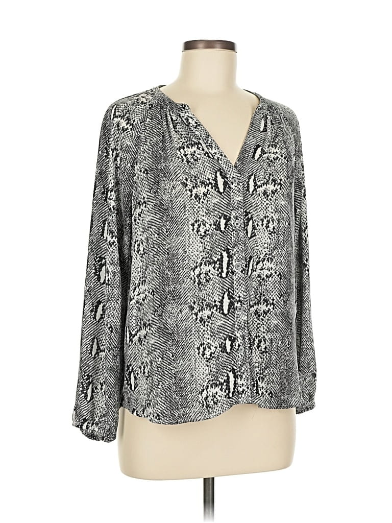 Pre-owned J.crew Factory Store Long Sleeve Blouse In Silver