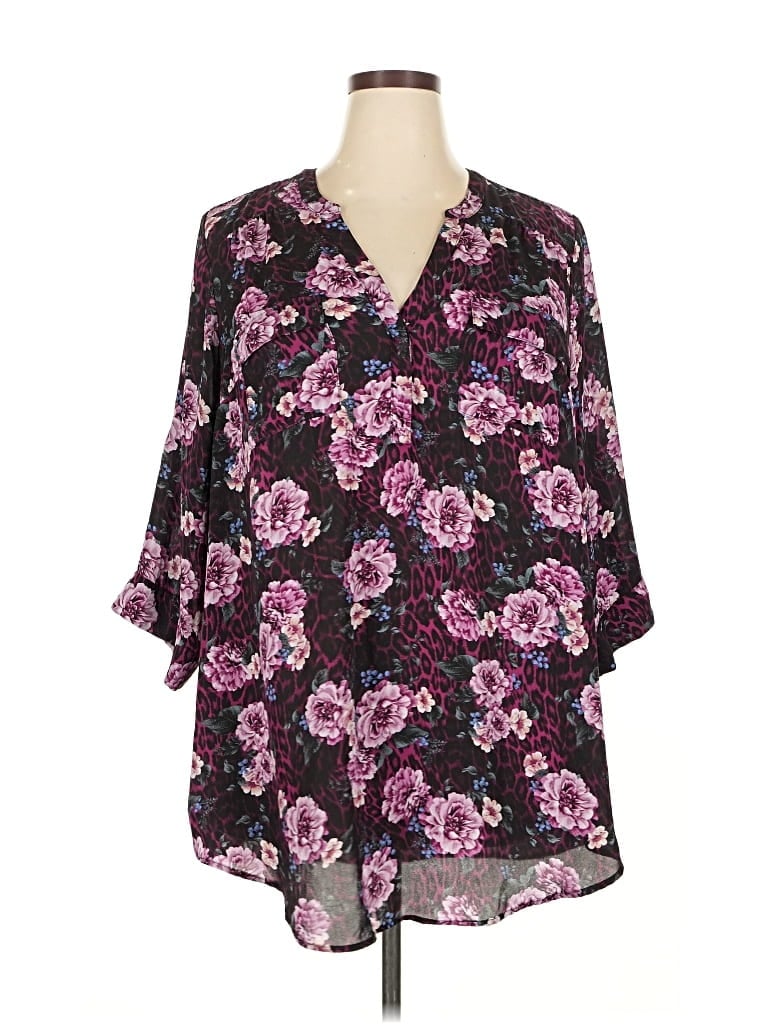 Pre-owned Torrid 3/4 Sleeve Blouse In Purple