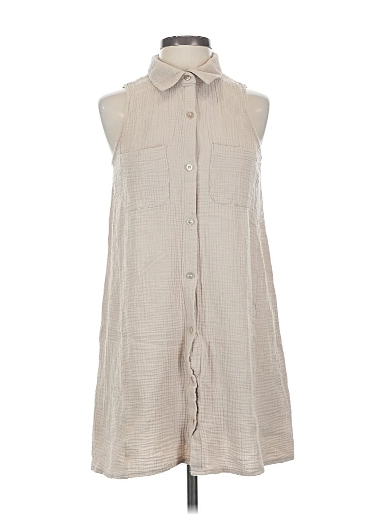 Pre-owned Z Supply Sleeveless Button Down Shirt In Brown