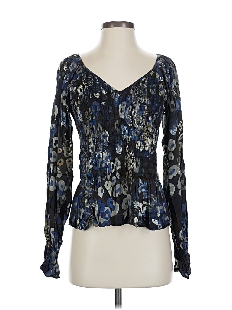 Pre-owned Lola And Sophie Long Sleeve Blouse In Blue
