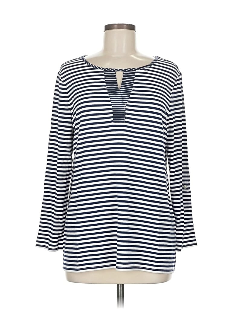 Pre-owned Chico's Long Sleeve Blouse In Blue