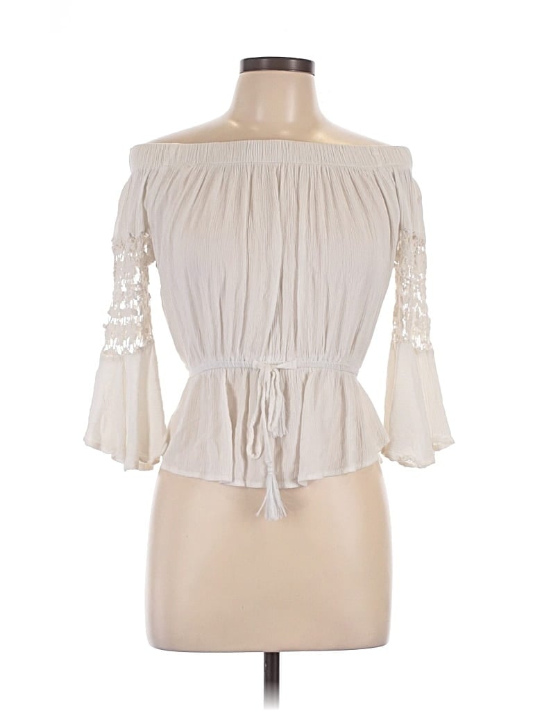Pre-owned Blush 3/4 Sleeve Blouse In White