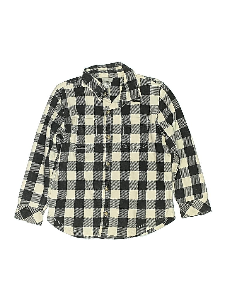 Pre-owned Hanna Andersson Kids' Long Sleeve Button Down Shirt In Gray