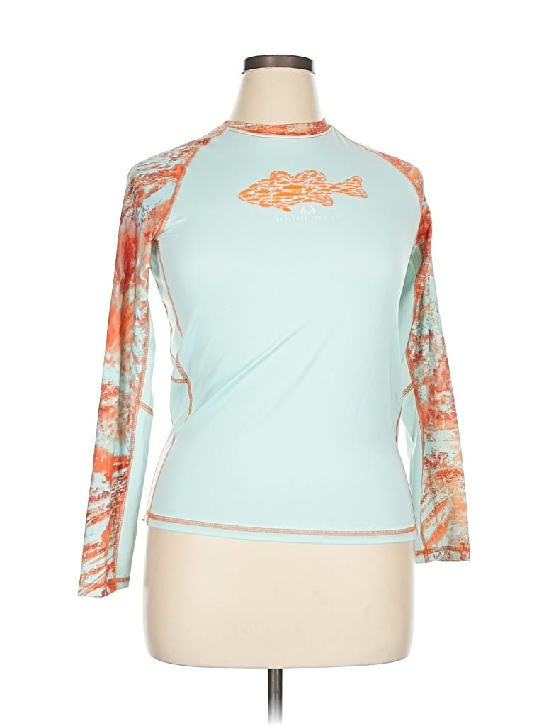 Pre-owned Realtree 3/4 Sleeve T-shirt In Blue