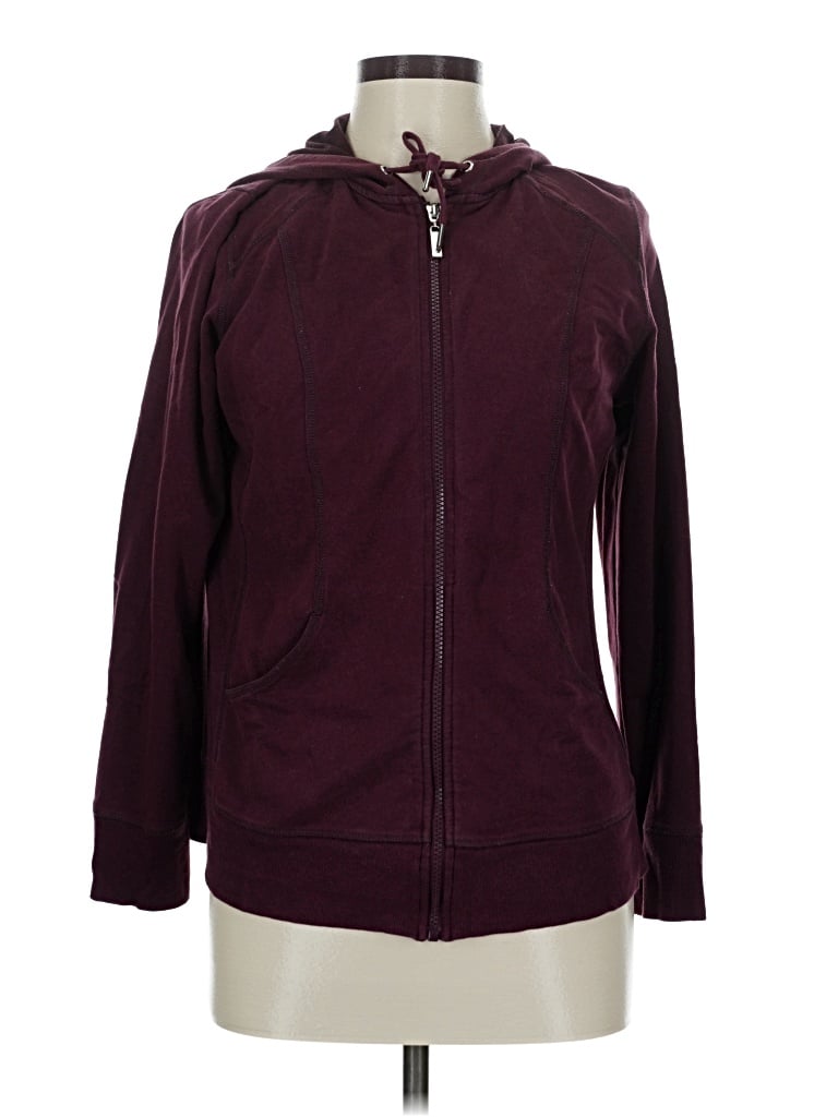 Pre-owned Style & Co Zip Up Hoodie In Burgundy