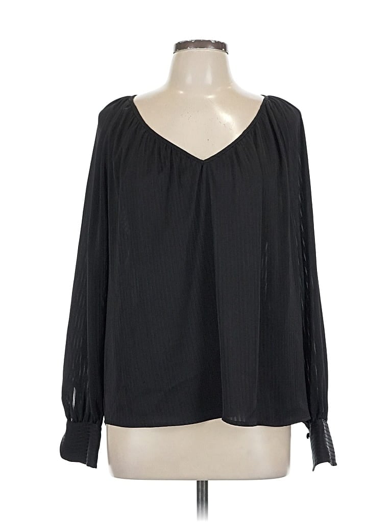 Pre-owned Nine West Long Sleeve Blouse In Black