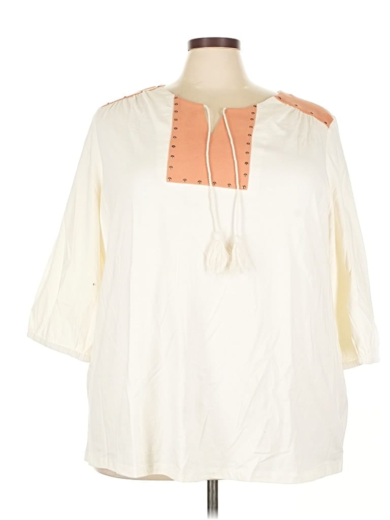 Pre-owned Haute Hippie 3/4 Sleeve Blouse In White