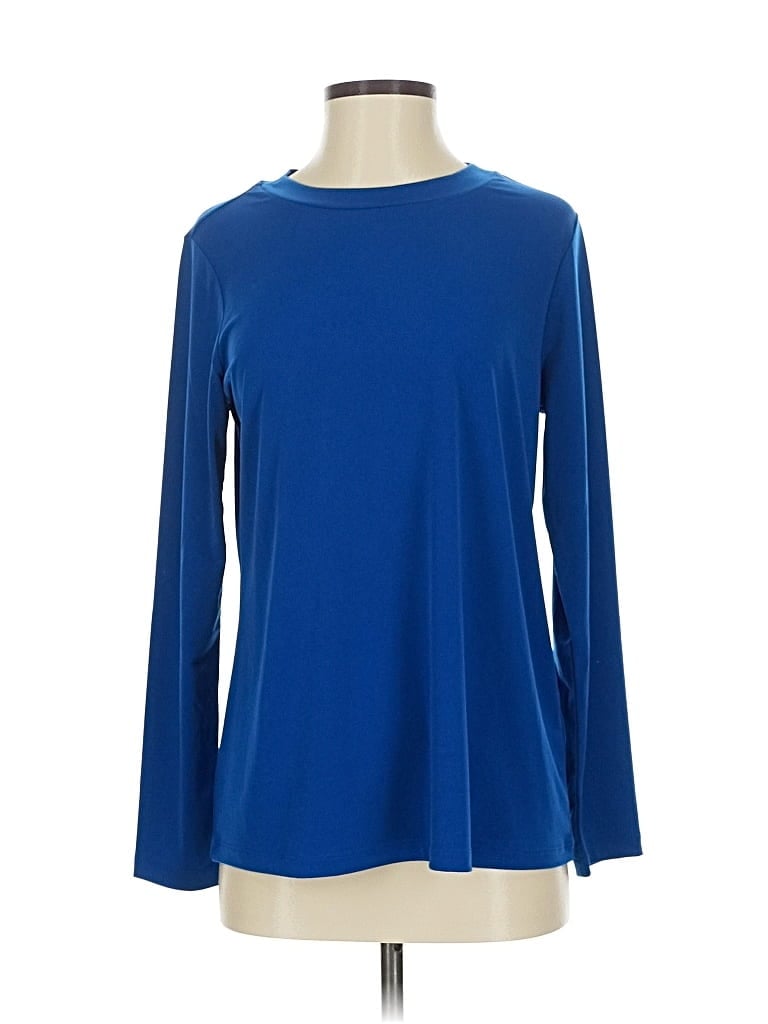 Pre-owned Susan Graver Long Sleeve Top Blue Boatneck Tops
