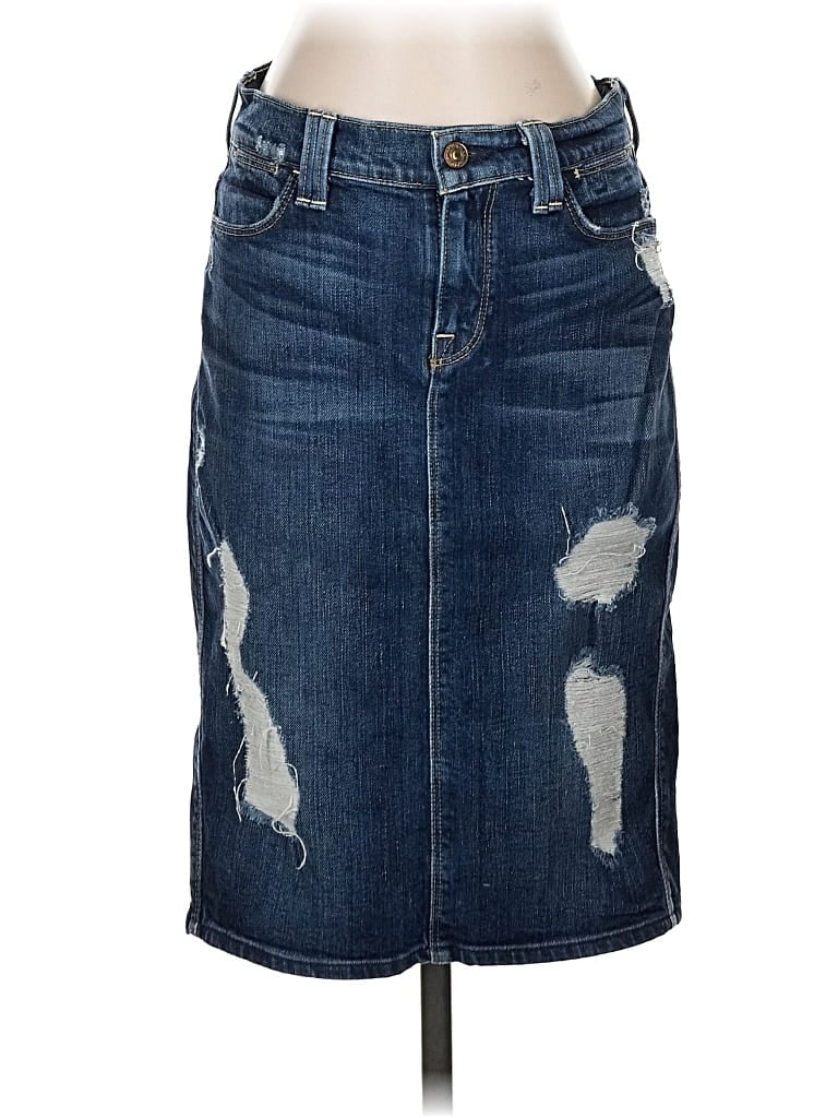 Pre-owned 7 For All Mankind Denim Skirt In Blue