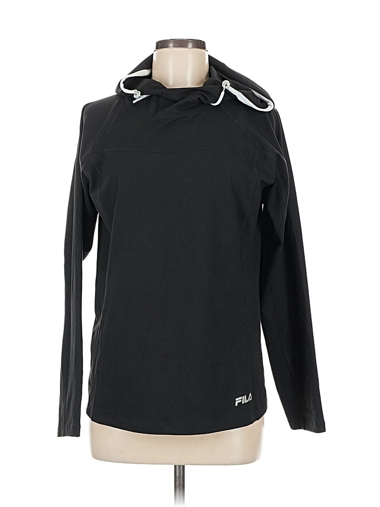Pre-owned Fila Pullover Hoodie In Black
