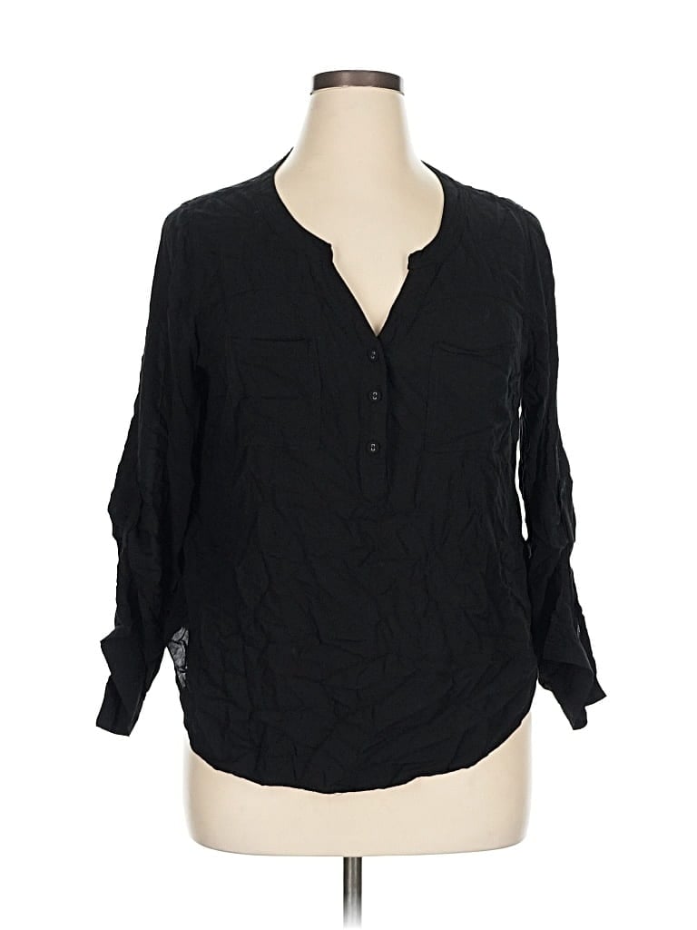 Pre-owned Torrid 3/4 Sleeve Blouse In Black