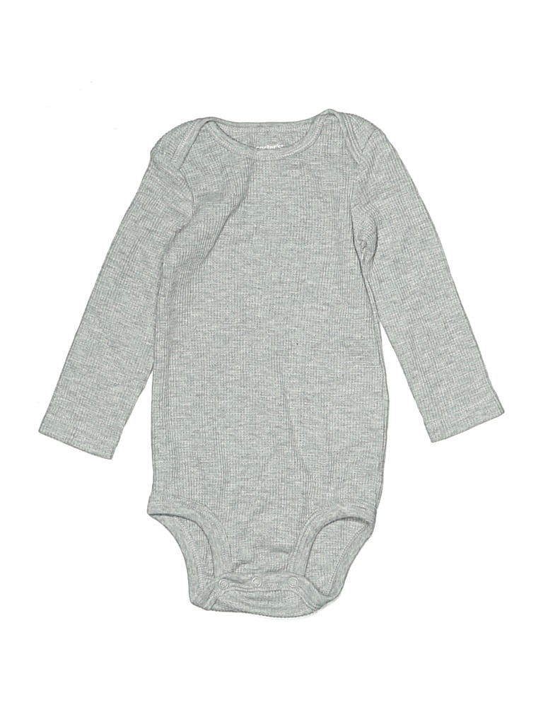 Pre-owned Carter's Kids' Long Sleeve Onesie In Gray