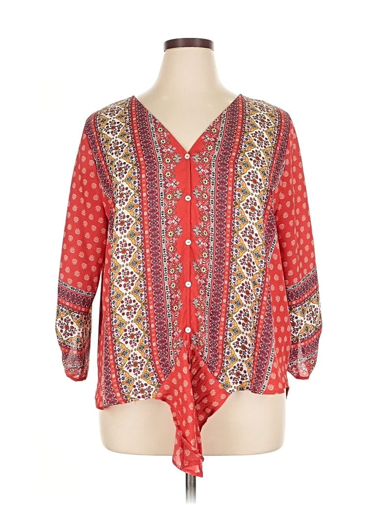 Pre-owned West Kei 3/4 Sleeve Blouse In Red