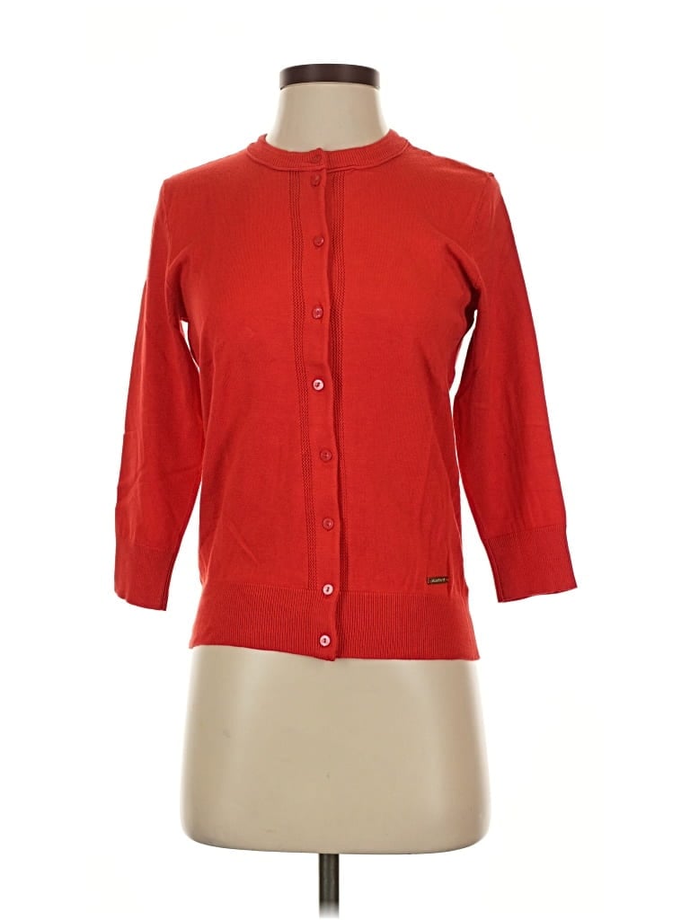 Pre-owned Ellen Tracy Cardigan Sweater In Red