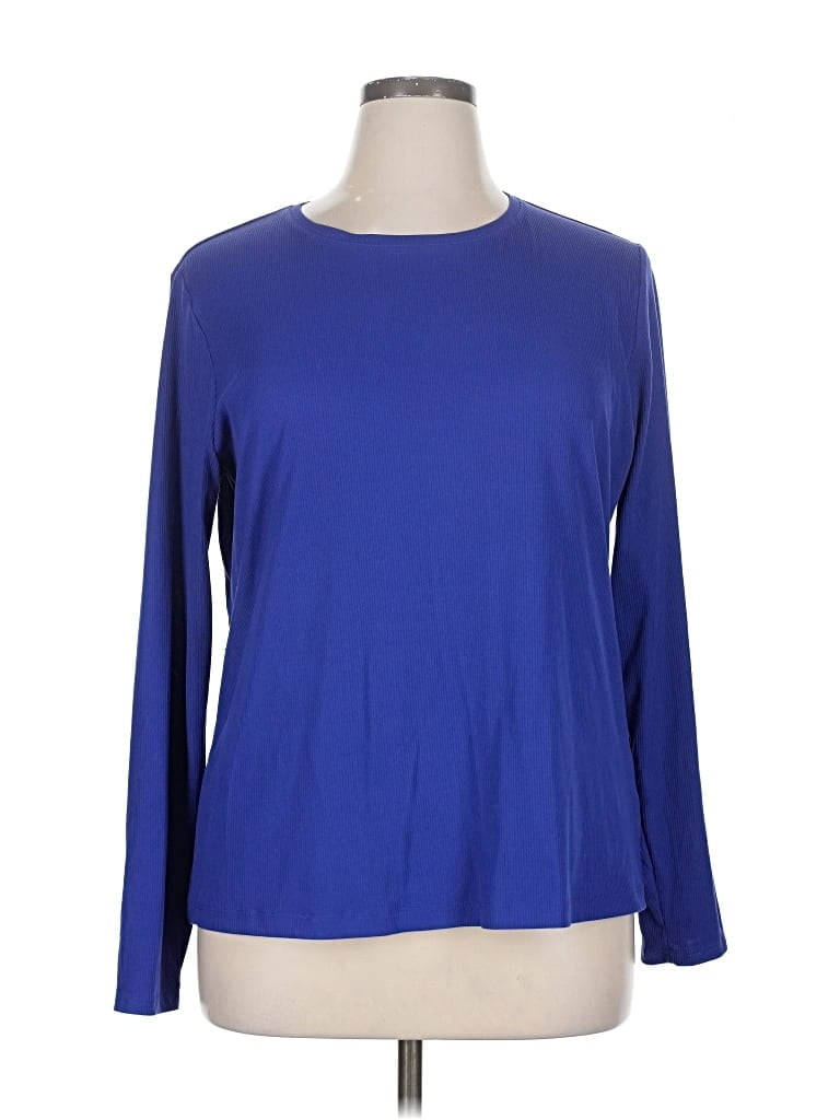 Pre-owned Nine West Long Sleeve Top Blue Boatneck Tops