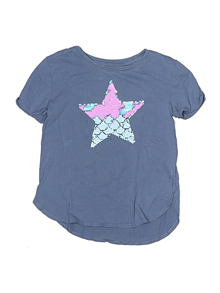 Pre-owned Gap Kids' Short Sleeve Top Blue Stars Pattern Keyhole Neckline Tops