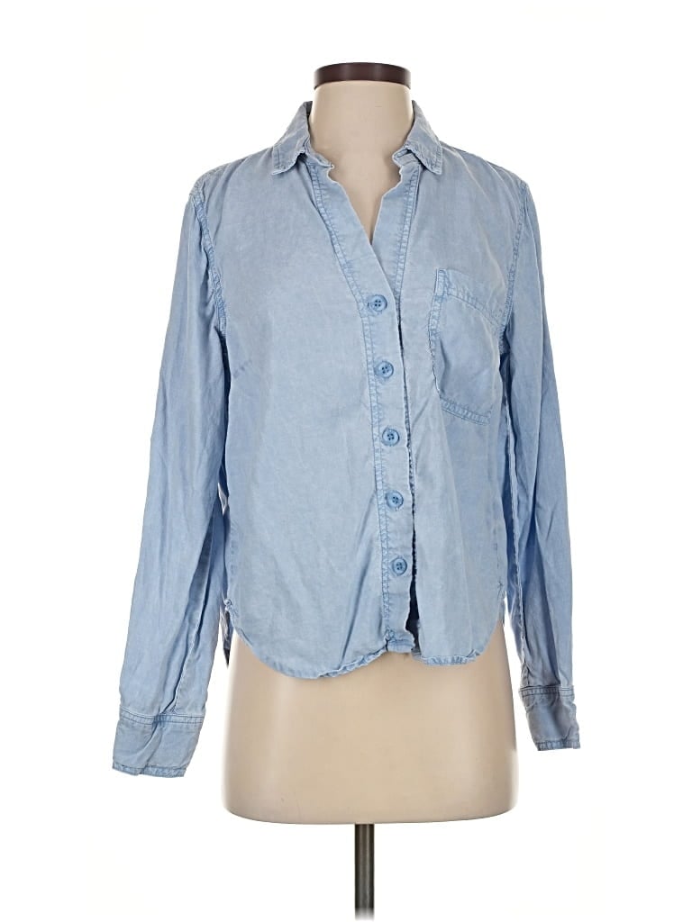 Pre-owned Bella Dahl Long Sleeve Button Down Shirt In Blue