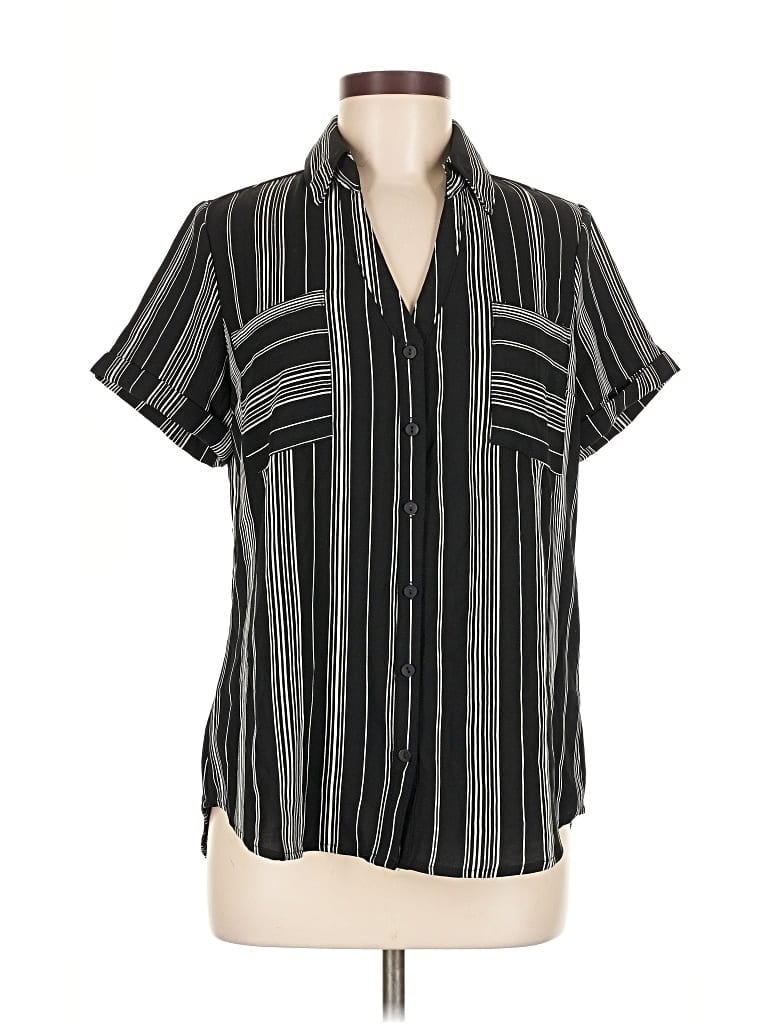 Pre-owned Fortune + Ivy Short Sleeve Blouse In Black