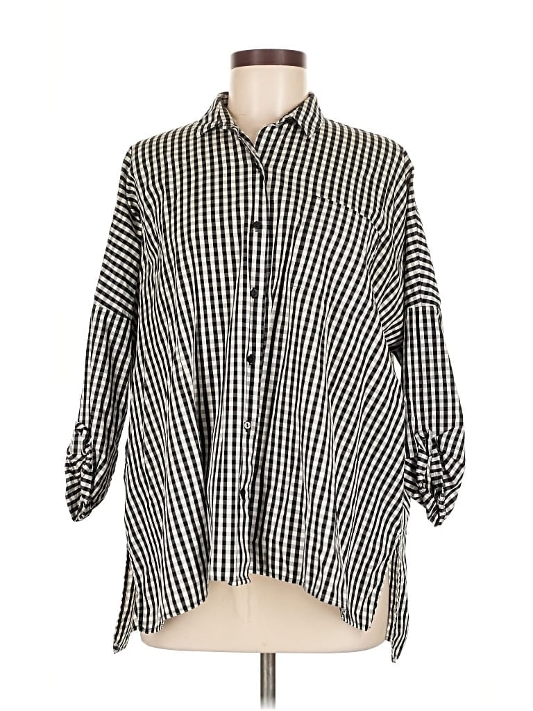 Pre-owned Trafaluc By Zara 3/4 Sleeve Button Down Shirt In Black
