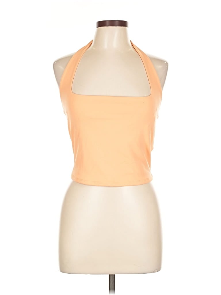 Pre-owned Abercrombie & Fitch Sleeveless Top Orange Halter Neckline Tops