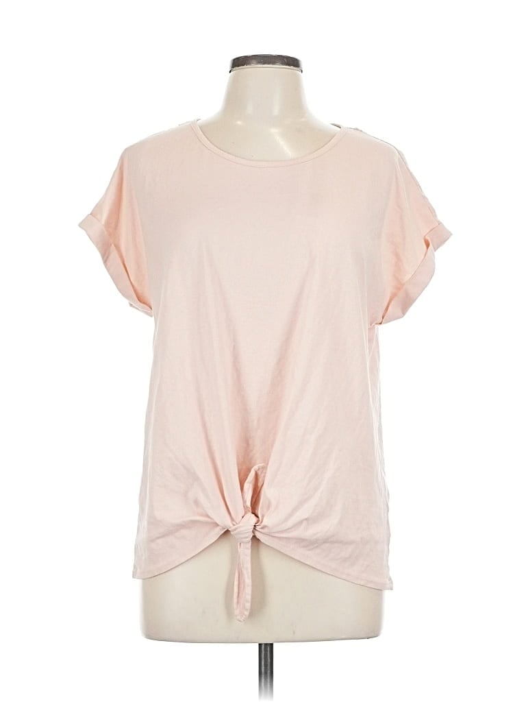 Style & Co Short Sleeve Top Pink Keyhole Neckline Tops In Pink