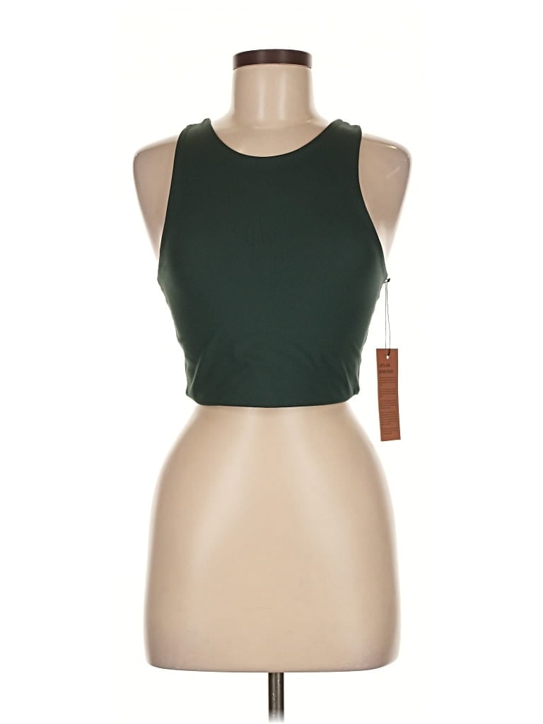 Pre-owned Girlfriend Collective Tank Top Green Halter Neckline Tops