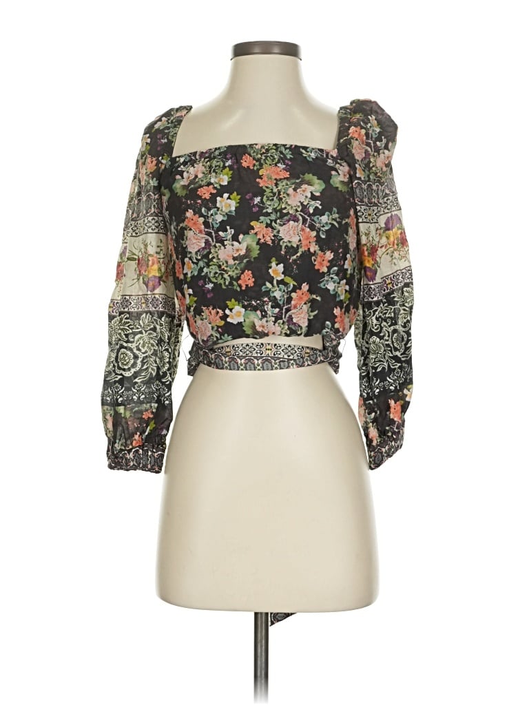 Pre-owned Alice And Olivia Alice + Olivia 3/4 Sleeve Blouse In Black