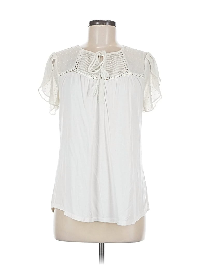 Pre-owned Daniel Rainn Short Sleeve Blouse In White