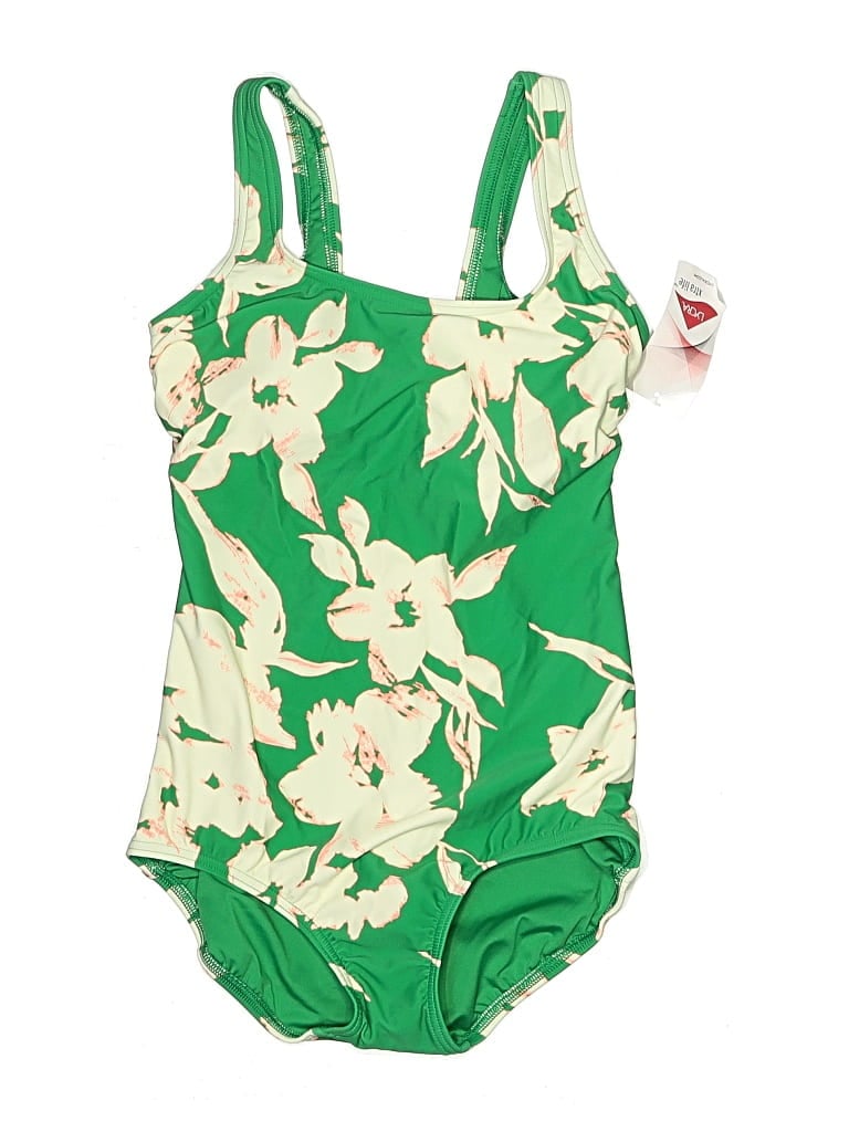 Pre-owned Lands' End One Piece Swimsuit In Green