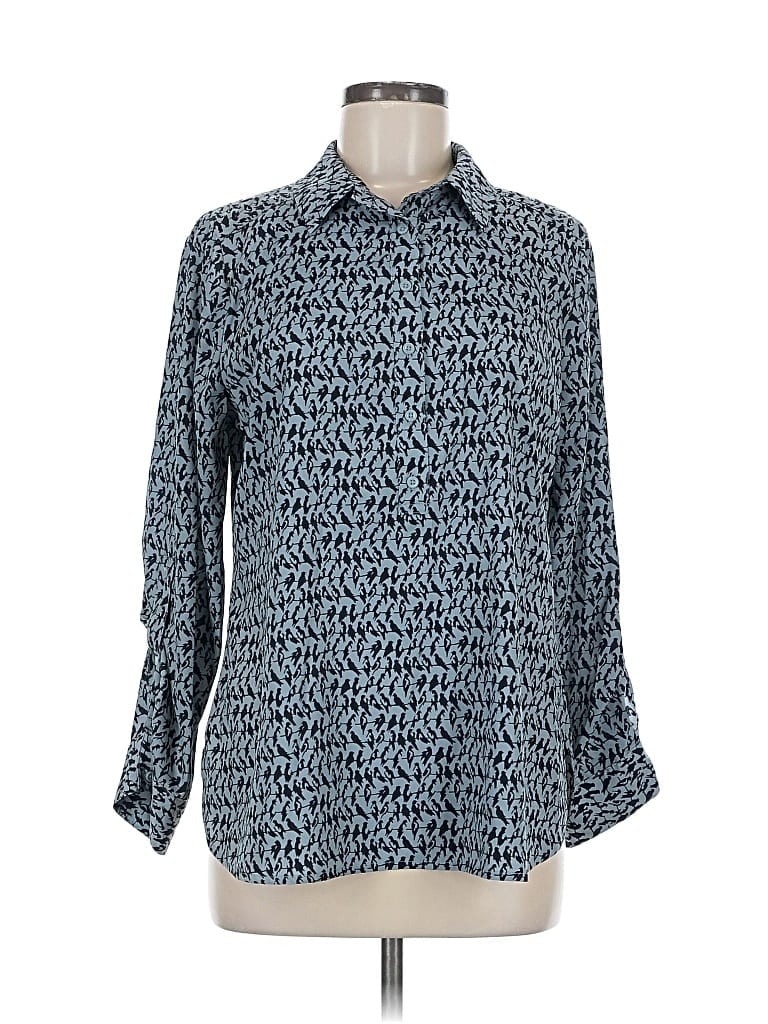 Pre-owned Ann Taylor Factory 3/4 Sleeve Blouse In Blue