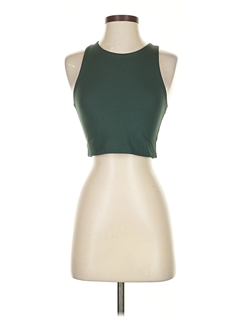 Pre-owned Girlfriend Collective Tank Top Green Halter Neckline Tops