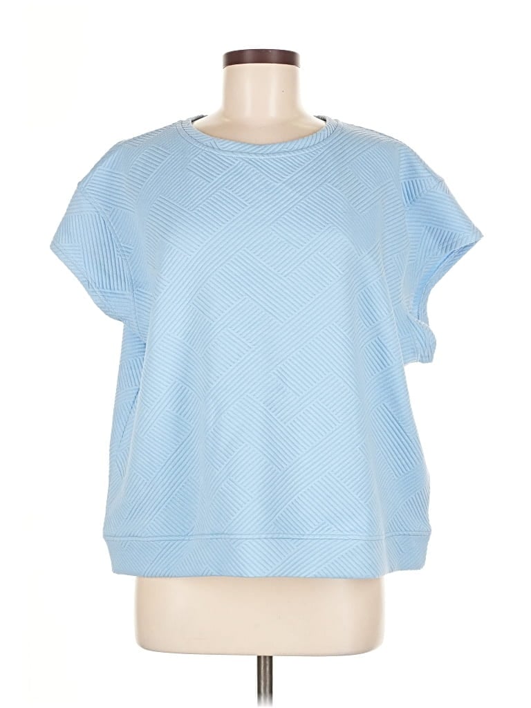 Pre-owned See And Be Seen Short Sleeve Top Blue Crew Neck Tops