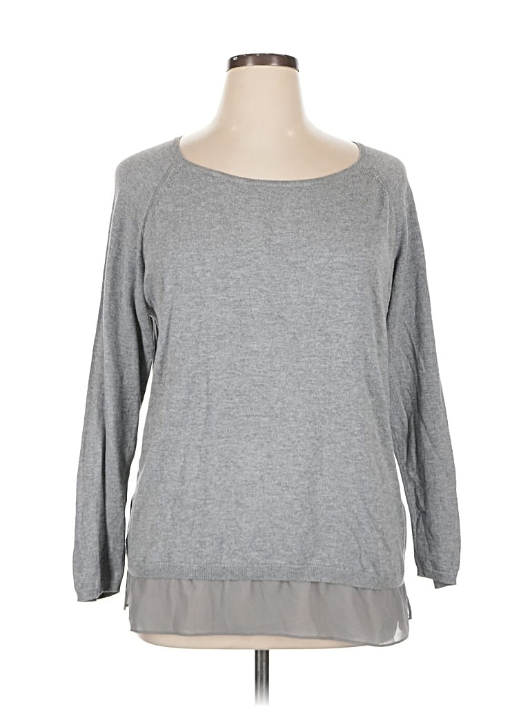 Pre-owned Dknyc Long Sleeve Top Gray Boatneck Tops