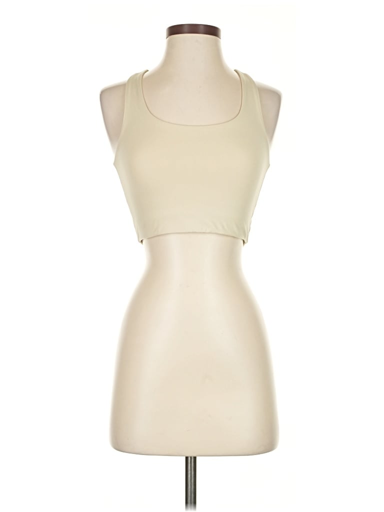 Pre-owned Girlfriend Collective Tank Top Ivory Halter Neckline Tops In White