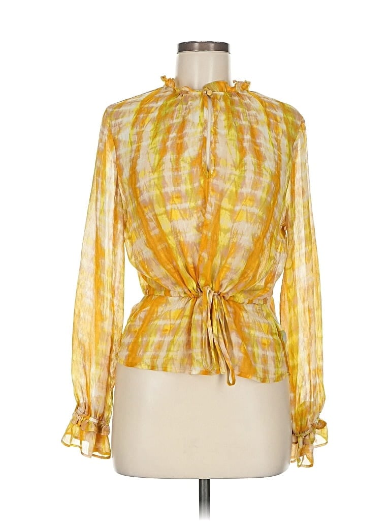 Pre-owned Who What Wear Long Sleeve Blouse In Yellow